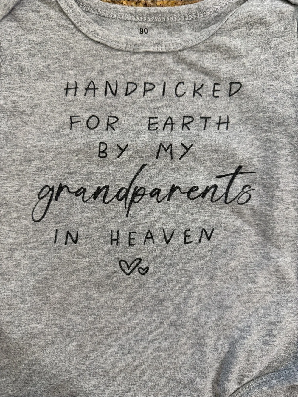 Gray Baby One-Piece Bodysuit with Dad & Grandparents Prints